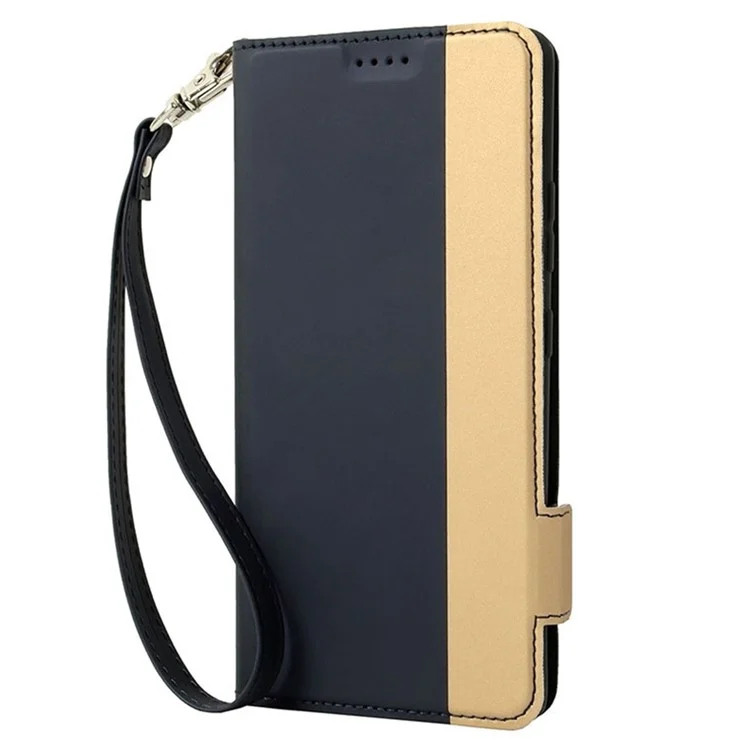 Per Samsung Galaxy S24 Card Slot PU Leather Phone Case Flip Stand Contrast Color Phone Cover - Blu