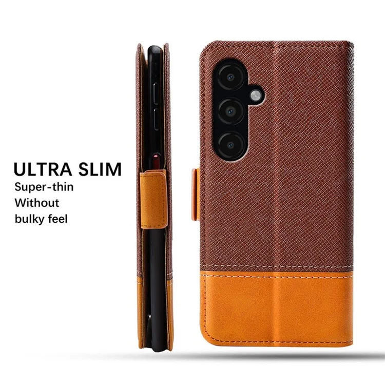 Pour Samsung Galaxy S24 PU Cuir Phone Cover Color Splicing Wallet Stand Anti-drop Phone Case - Noir