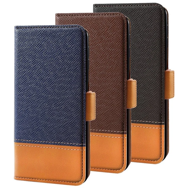 Pour Samsung Galaxy S24 PU Cuir Phone Cover Color Splicing Wallet Stand Anti-drop Phone Case - Noir