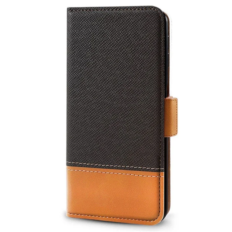 Pour Samsung Galaxy S24 PU Cuir Phone Cover Color Splicing Wallet Stand Anti-drop Phone Case - Noir
