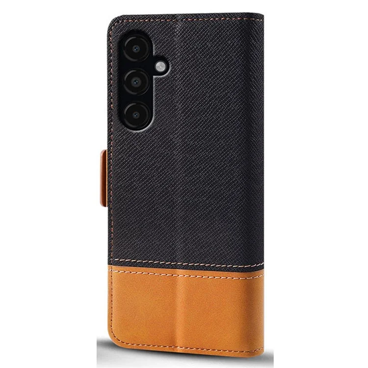 Pour Samsung Galaxy S24 PU Cuir Phone Cover Color Splicing Wallet Stand Anti-drop Phone Case - Noir