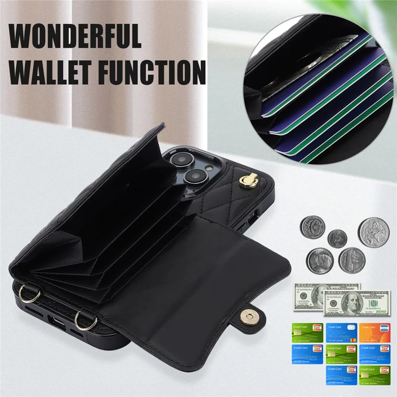 026 For iPhone 13 Pro Case RFID Blocking Card Slots Kickstand Phone Cover - Black