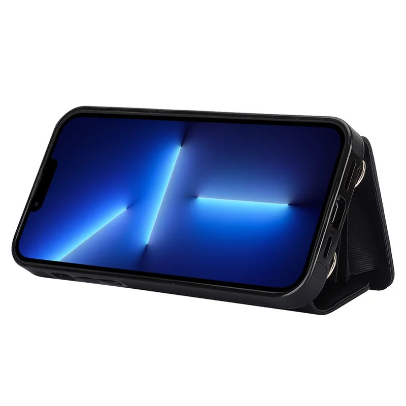 026 For iPhone 13 Pro Case RFID Blocking Card Slots Kickstand Phone Cover - Black