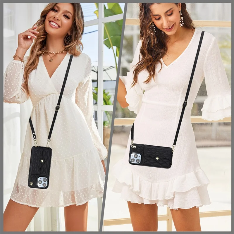 026 For iPhone 13 Pro Case RFID Blocking Card Slots Kickstand Phone Cover - Black