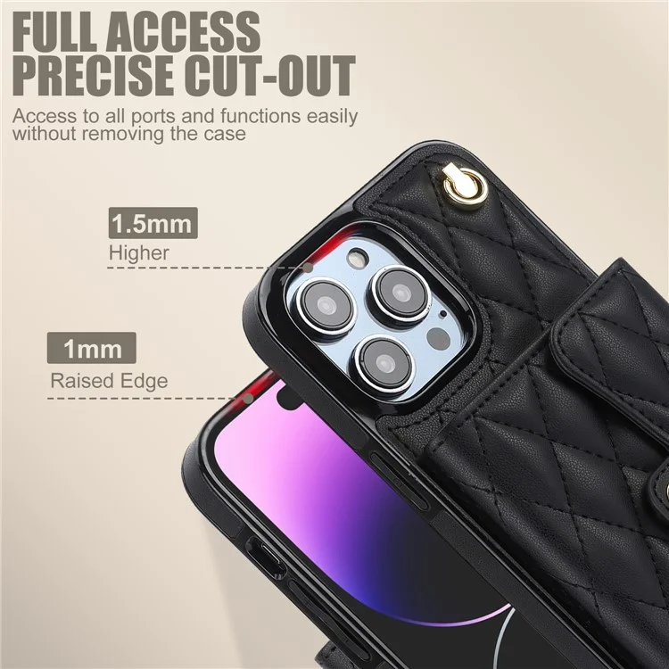 026 For iPhone 14 Pro Max RFID Blocking Phone Cover with Card Case Holder - Black