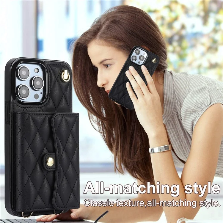 026 For iPhone 14 Pro Max RFID Blocking Phone Cover with Card Case Holder - Black