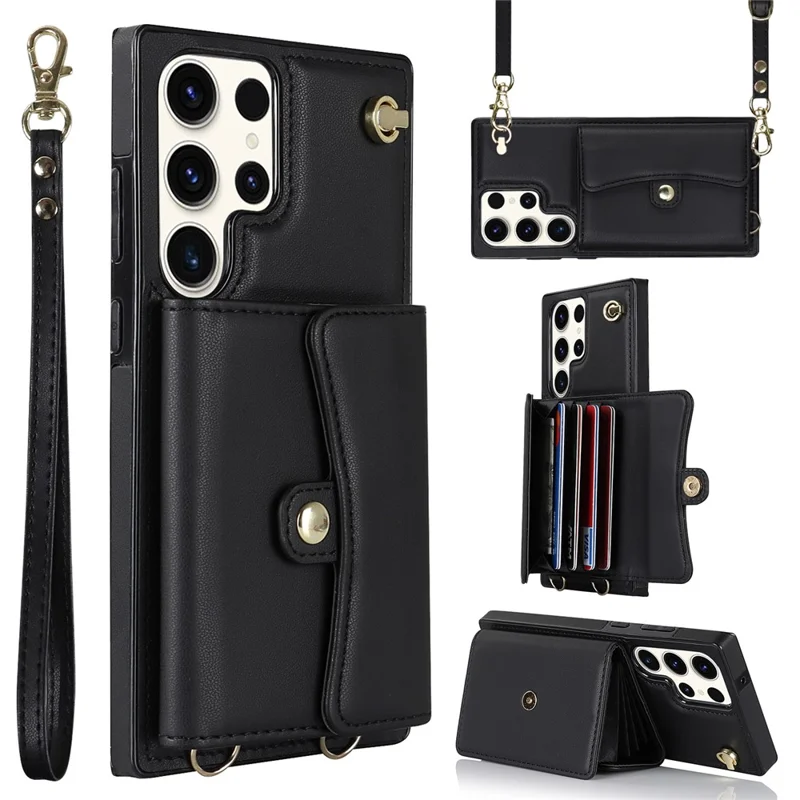 Pour Samsung Galaxy S24 Ultra RFID Blocking Card Slots Cover Phone Card Case - Noir
