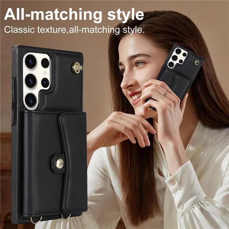 Pour Samsung Galaxy S24 Ultra RFID Blocking Card Slots Cover Phone Card Case - Noir
