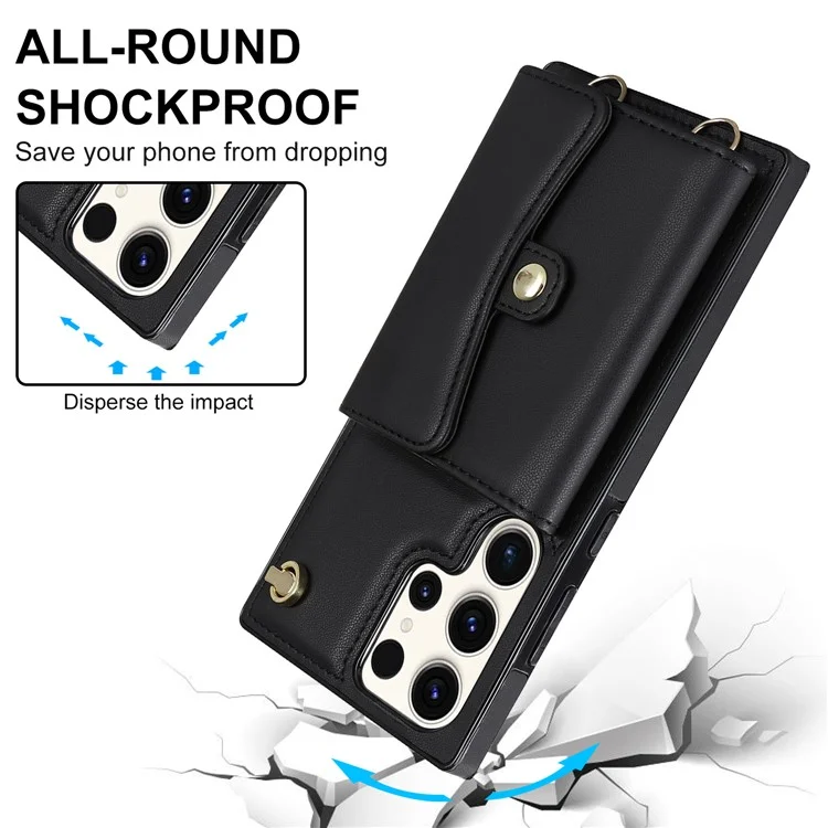 Pour Samsung Galaxy S24 Ultra RFID Blocking Card Slots Cover Phone Card Case - Noir