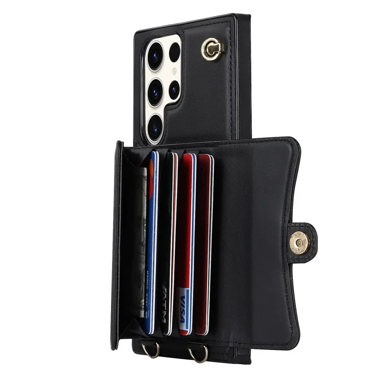 Pour Samsung Galaxy S24 Ultra RFID Blocking Card Slots Cover Phone Card Case - Noir