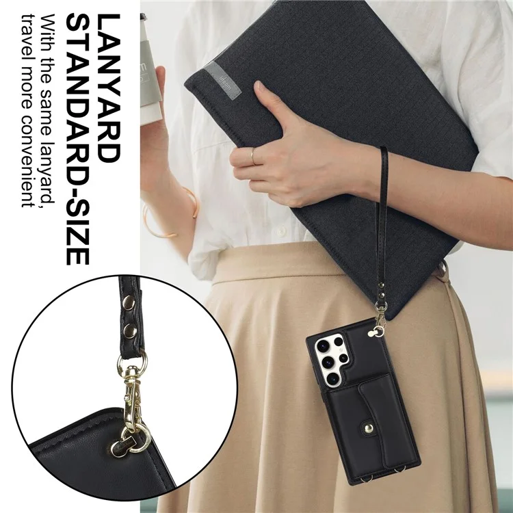 Pour Samsung Galaxy S24 Ultra RFID Blocking Card Slots Cover Phone Card Case - Noir