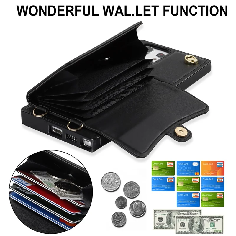 Pour Samsung Galaxy S24 Ultra RFID Blocking Card Slots Cover Phone Card Case - Noir
