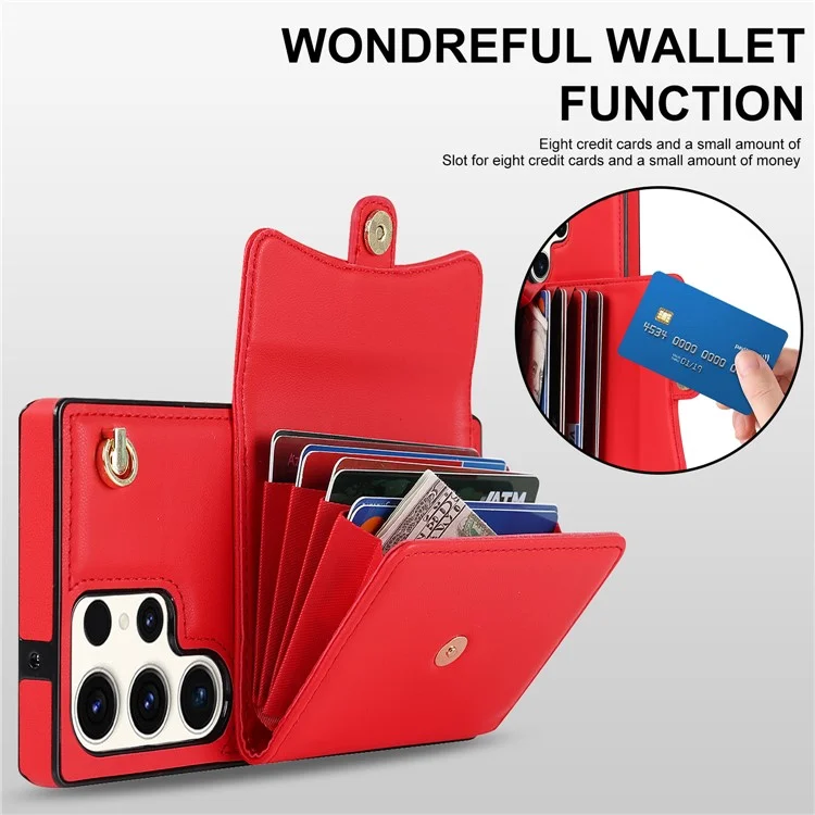 For Samsung Galaxy S24 Ultra RFID Blocking Card Slots Cover Phone Card Case - Red
