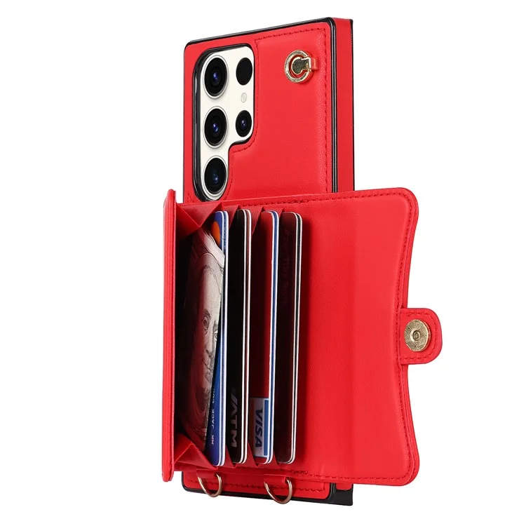 For Samsung Galaxy S24 Ultra RFID Blocking Card Slots Cover Phone Card Case - Red