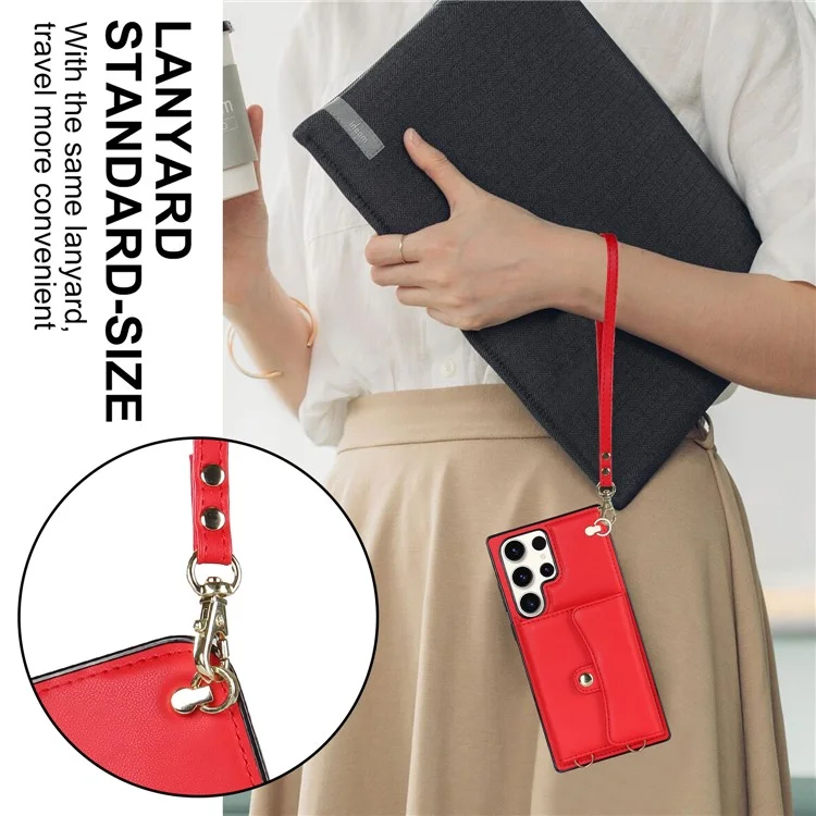 For Samsung Galaxy S24 Ultra RFID Blocking Card Slots Cover Phone Card Case - Red