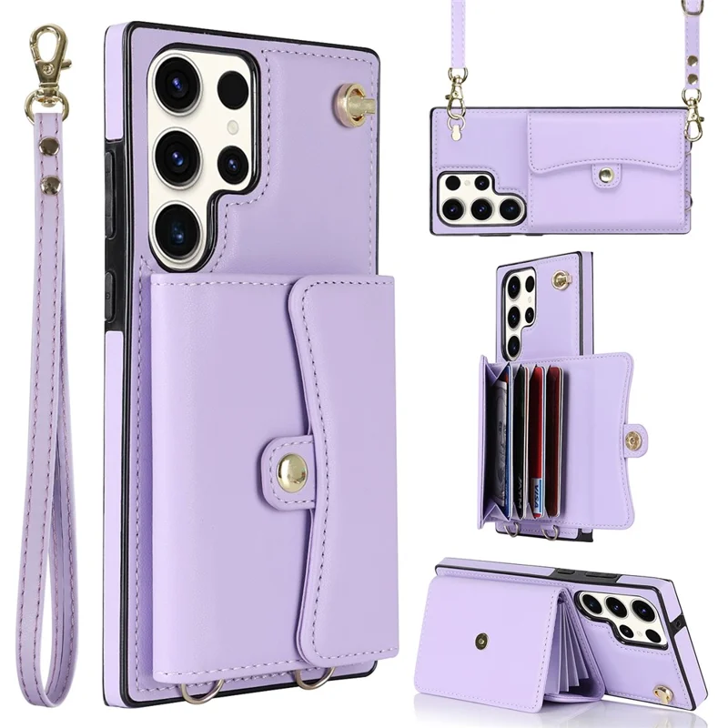 For Samsung Galaxy S24 Ultra RFID Blocking Card Slots Cover Phone Card Case - Purple