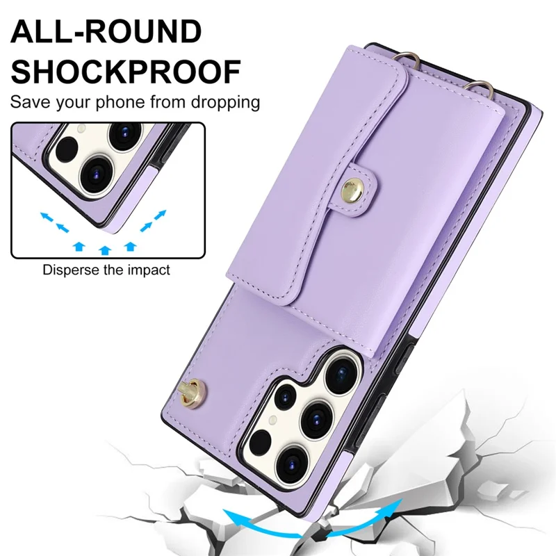 For Samsung Galaxy S24 Ultra RFID Blocking Card Slots Cover Phone Card Case - Purple