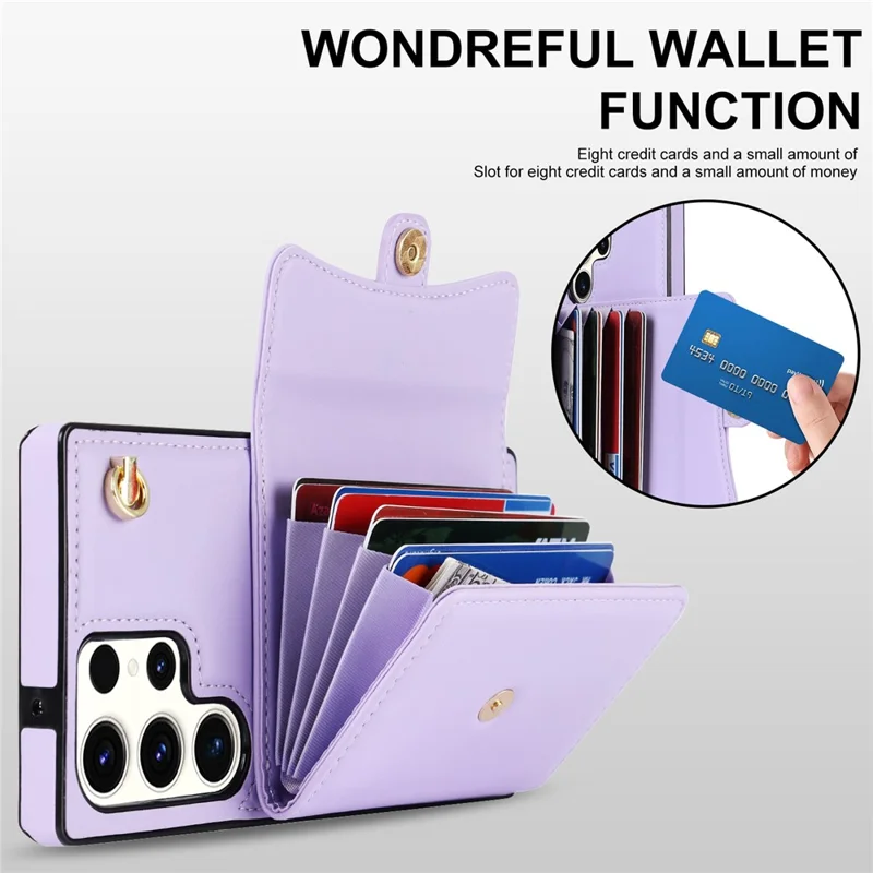 For Samsung Galaxy S24 Ultra RFID Blocking Card Slots Cover Phone Card Case - Purple