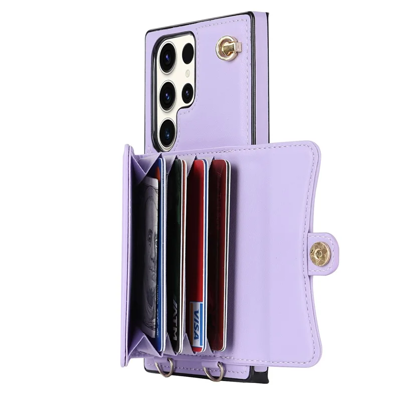 For Samsung Galaxy S24 Ultra RFID Blocking Card Slots Cover Phone Card Case - Purple