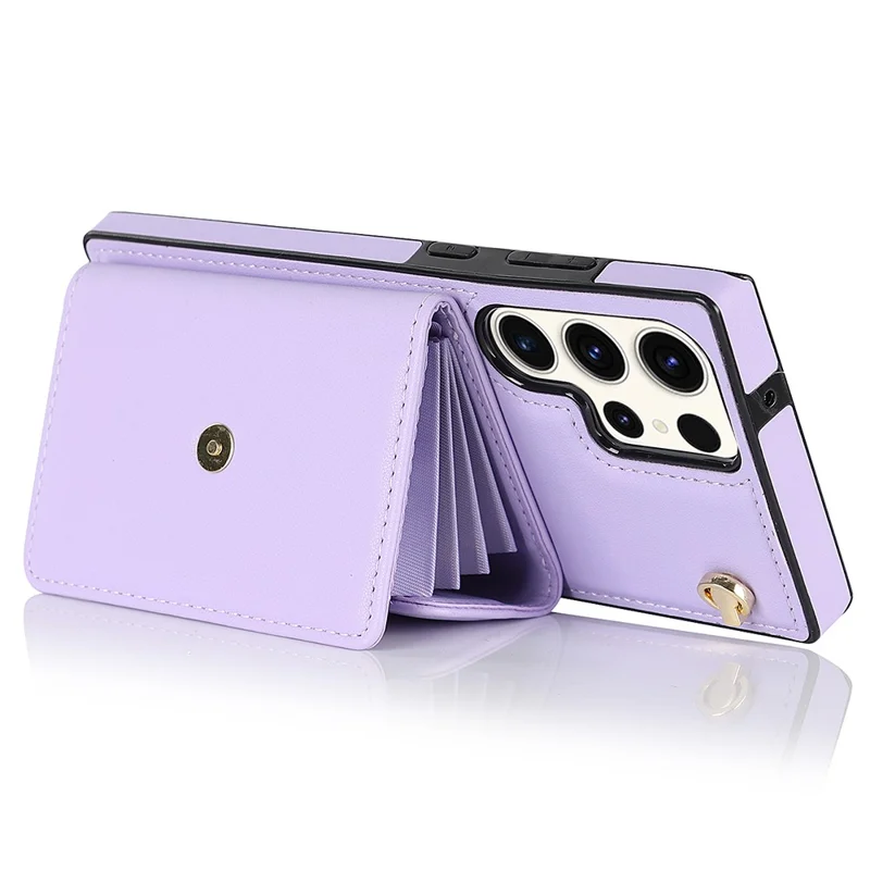 For Samsung Galaxy S24 Ultra RFID Blocking Card Slots Cover Phone Card Case - Purple