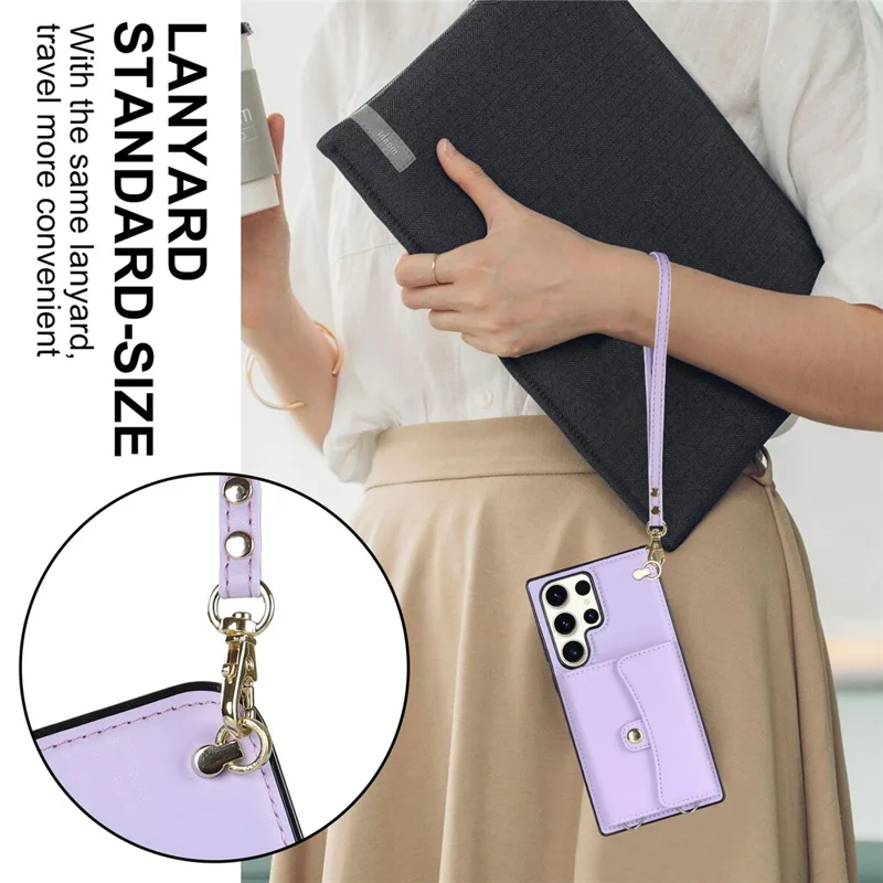 For Samsung Galaxy S24 Ultra RFID Blocking Card Slots Cover Phone Card Case - Purple