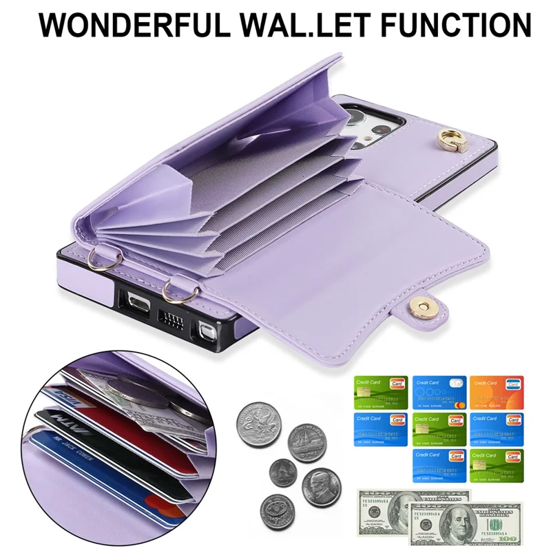 For Samsung Galaxy S24 Ultra RFID Blocking Card Slots Cover Phone Card Case - Purple