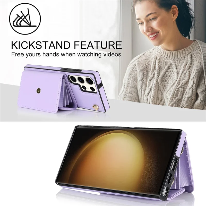 For Samsung Galaxy S24 Ultra RFID Blocking Card Slots Cover Phone Card Case - Purple