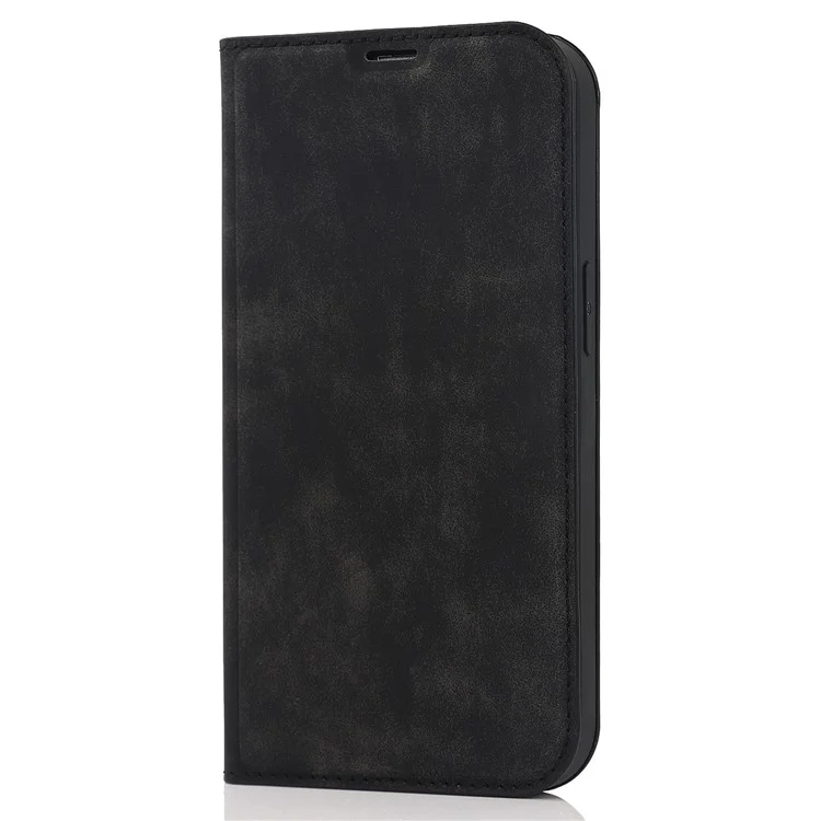 For iPhone 14 Case Magnetic PU Leather Card Holder Phone Protector - Black