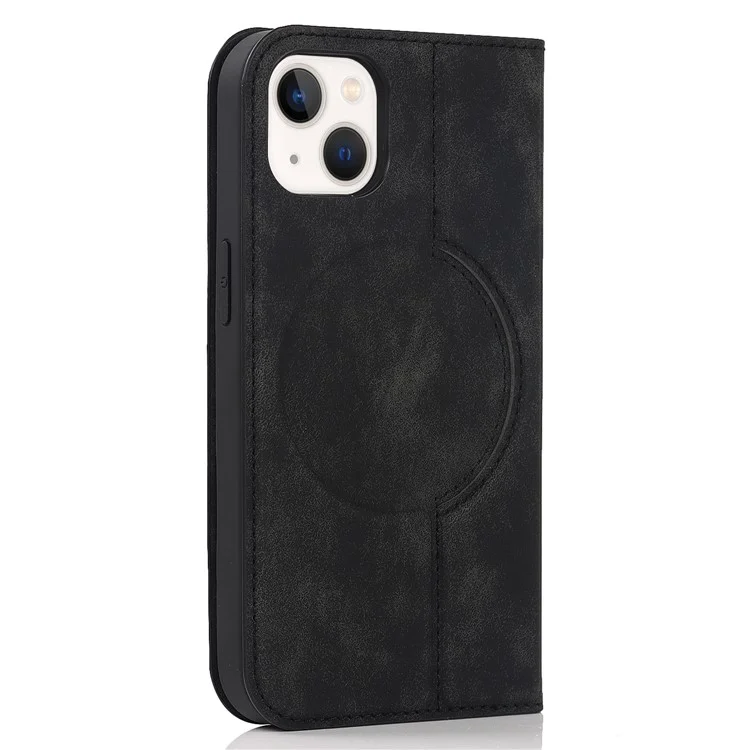 For iPhone 14 Case Magnetic PU Leather Card Holder Phone Protector - Black
