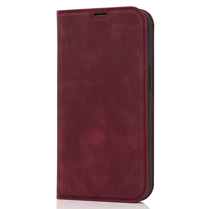 For iPhone 14 Pro Max Case PU Leather RFID Blocking Magnetic Auto-absorbed Cover - Red
