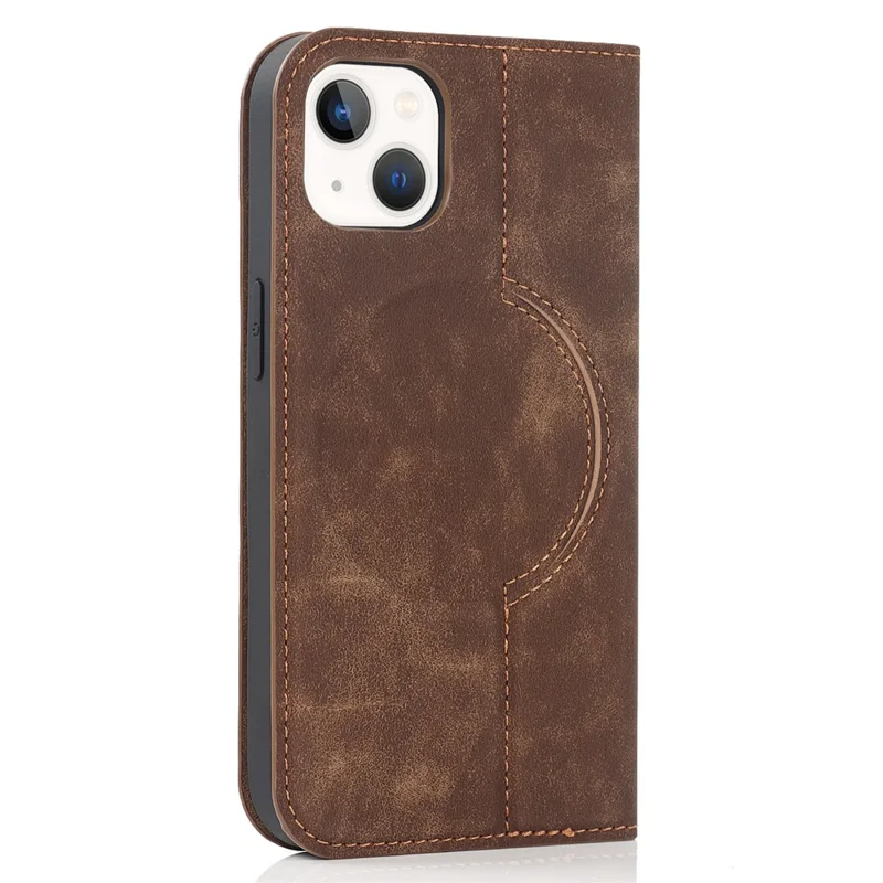 For iPhone 15 Case Leather Card Holder Phone Guard Cover Compatible with MagSafe - Light Brown