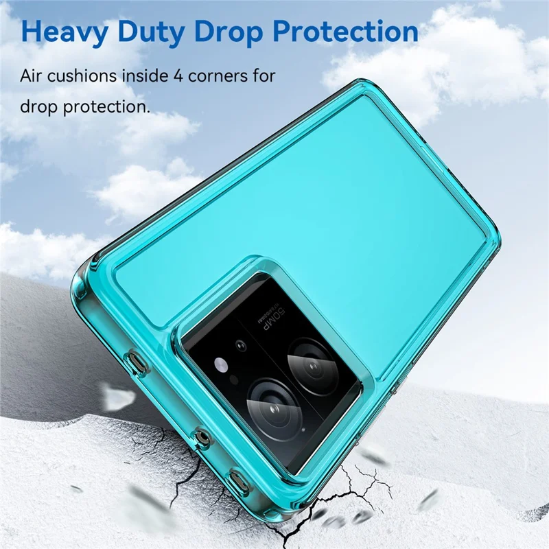 Candy Series for Xiaomi 13T / 13T Pro Clear TPU Back Case Fall Proof Mobile Phone Cover - Transparent Blue