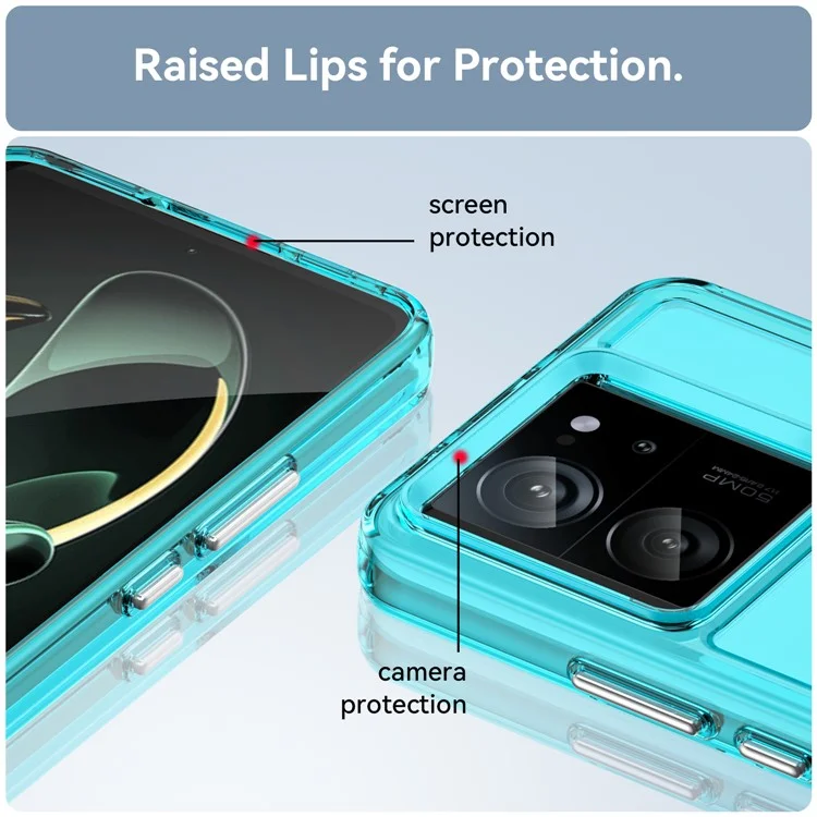 Candy Series for Xiaomi 13T / 13T Pro Clear TPU Back Case Fall Proof Mobile Phone Cover - Transparent Blue