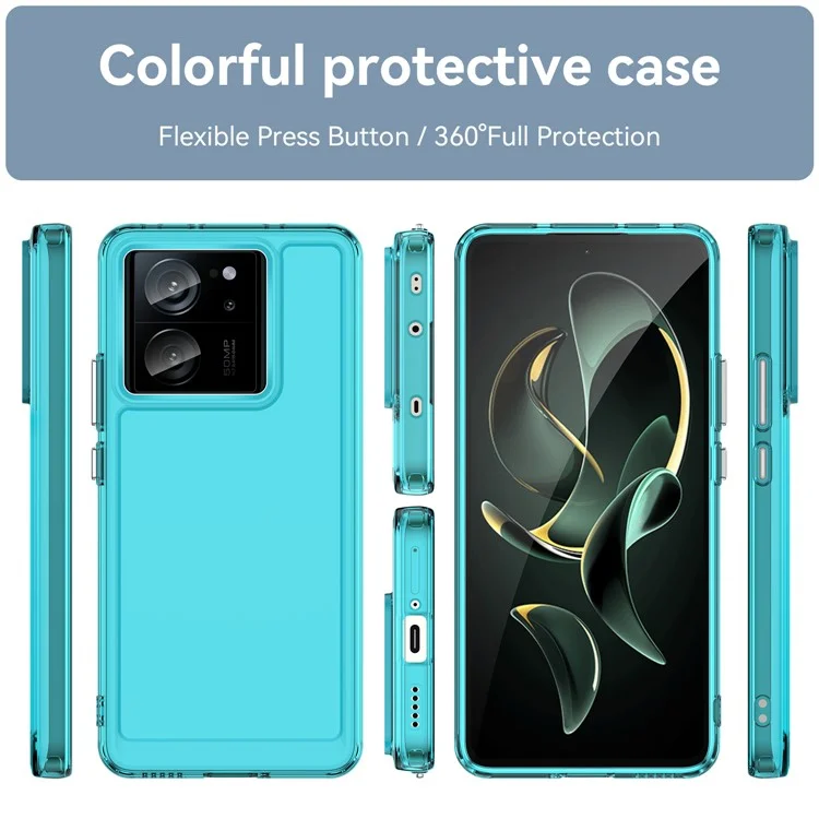 Candy Series for Xiaomi 13T / 13T Pro Clear TPU Back Case Fall Proof Mobile Phone Cover - Transparent Blue
