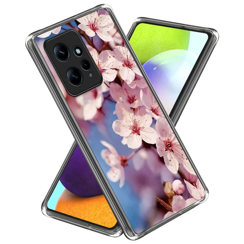For Xiaomi Redmi Note 12 4G Case Soft TPU IMD Pattern Printing Phone Shell - Peach Blossom
