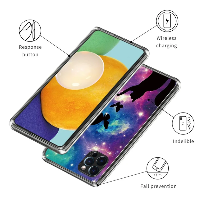 For iPhone 15 Pro Max Case Ultra Thin TPU Phone Shell with Pattern Printing - Cat and Butterflies