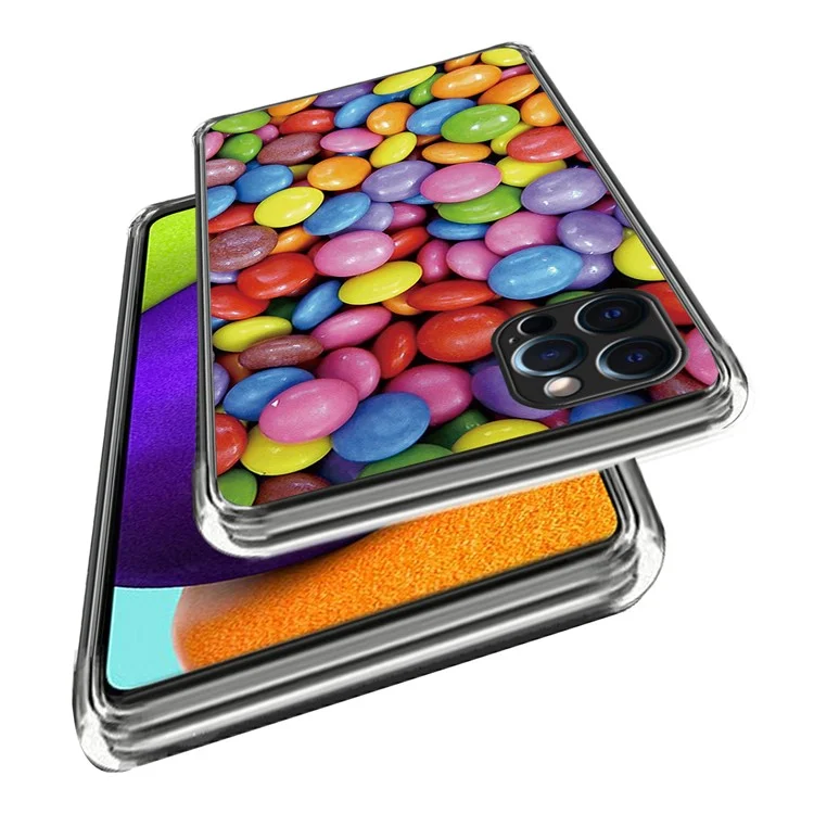 For iPhone 15 Pro Cell Phone Case Slim-Fit TPU Back Shell with Pattern Printing - Rainbow Candy