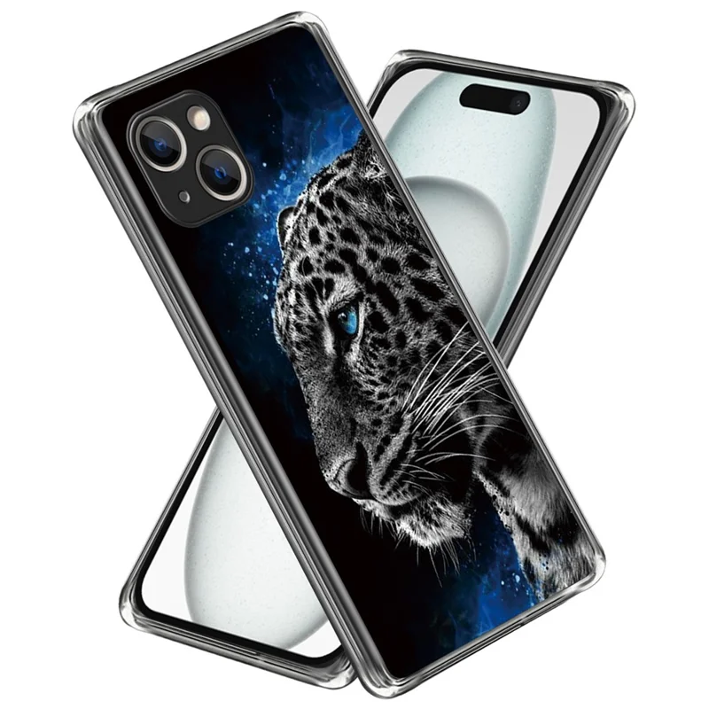 For iPhone 15 Case Drop-proof TPU Pattern Printing Phone Guard Cover - Tiger
