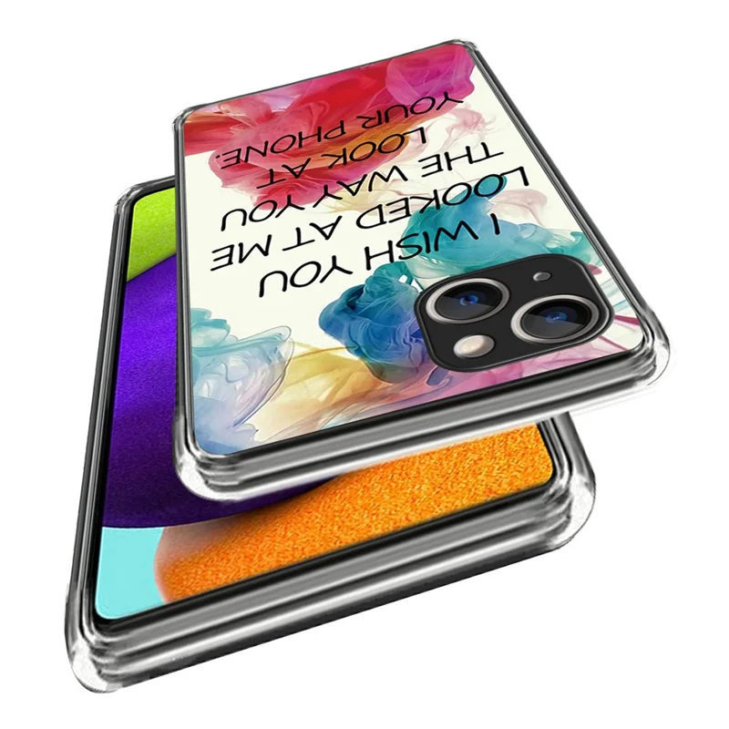 For iPhone 15 Case Drop-proof TPU Pattern Printing Phone Guard Cover - Looked at Me