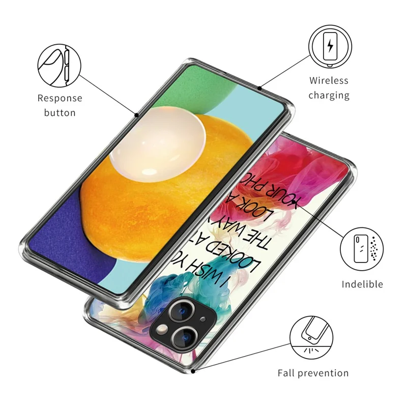 For iPhone 15 Case Drop-proof TPU Pattern Printing Phone Guard Cover - Looked at Me