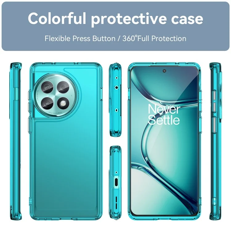 Para OnePlus Ace 2 Pro 5G Funda Candy Series Absorción de Golpes Funda de Teléfono Móvil de TPU - Azul Transparente
