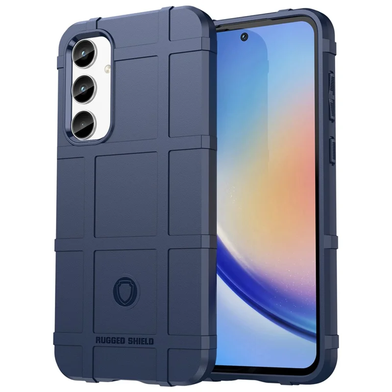 For Samsung Galaxy A35 5G TPU Phone Case Shockproof Cell Phone Cover with Square Grid Texture - Blue