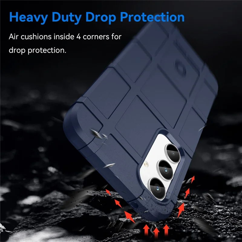 For Samsung Galaxy A35 5G TPU Phone Case Shockproof Cell Phone Cover with Square Grid Texture - Blue
