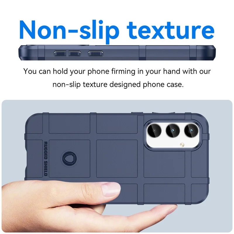 For Samsung Galaxy A35 5G TPU Phone Case Shockproof Cell Phone Cover with Square Grid Texture - Blue