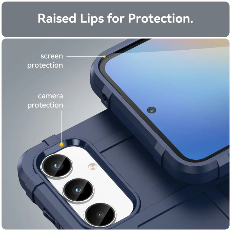 For Samsung Galaxy A35 5G TPU Phone Case Shockproof Cell Phone Cover with Square Grid Texture - Blue