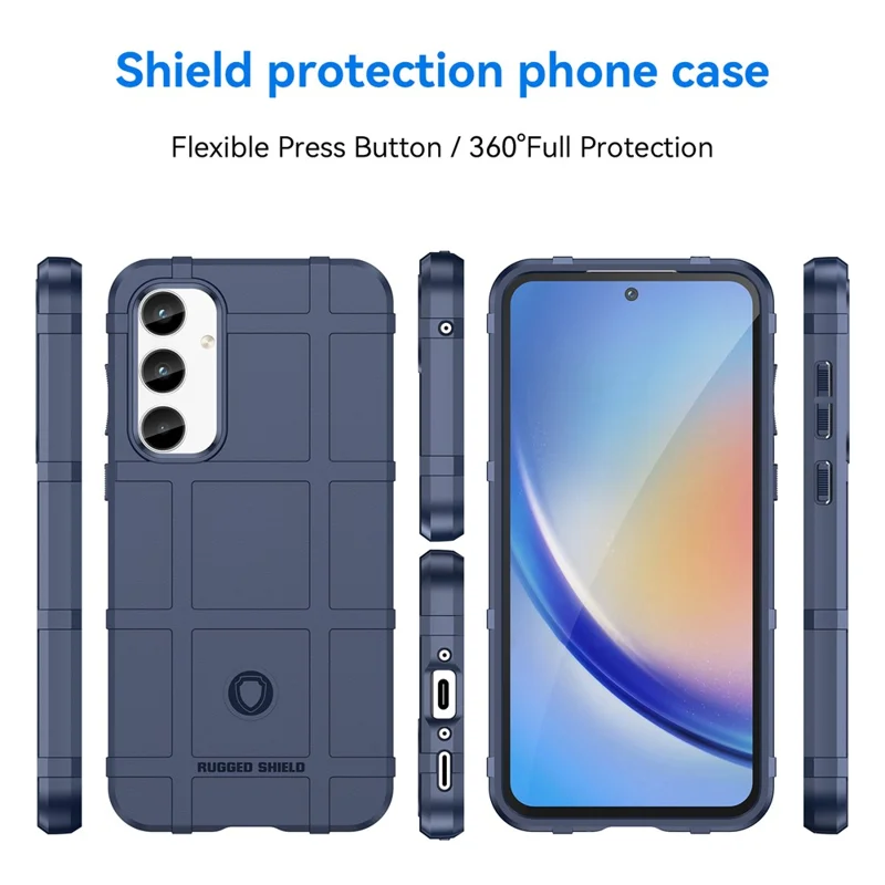 For Samsung Galaxy A35 5G TPU Phone Case Shockproof Cell Phone Cover with Square Grid Texture - Blue