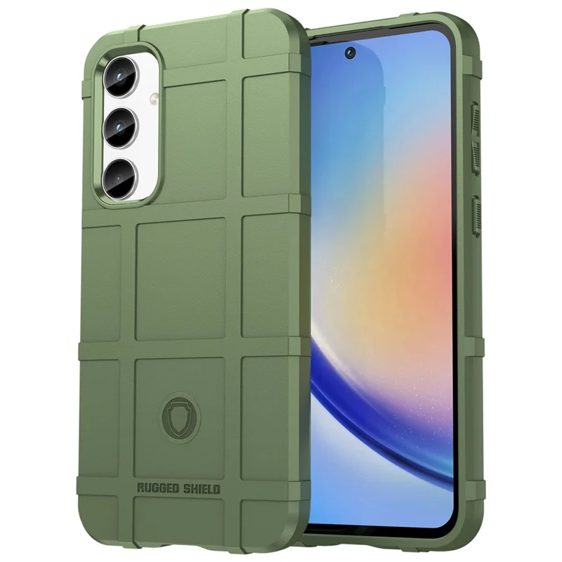 For Samsung Galaxy A35 5G TPU Phone Case Shockproof Cell Phone Cover with Square Grid Texture - Green