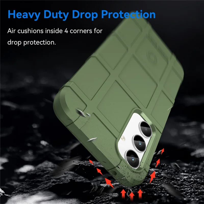 For Samsung Galaxy A35 5G TPU Phone Case Shockproof Cell Phone Cover with Square Grid Texture - Green