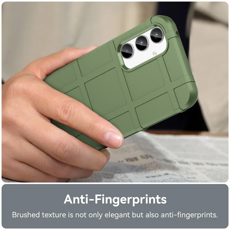 For Samsung Galaxy A35 5G TPU Phone Case Shockproof Cell Phone Cover with Square Grid Texture - Green