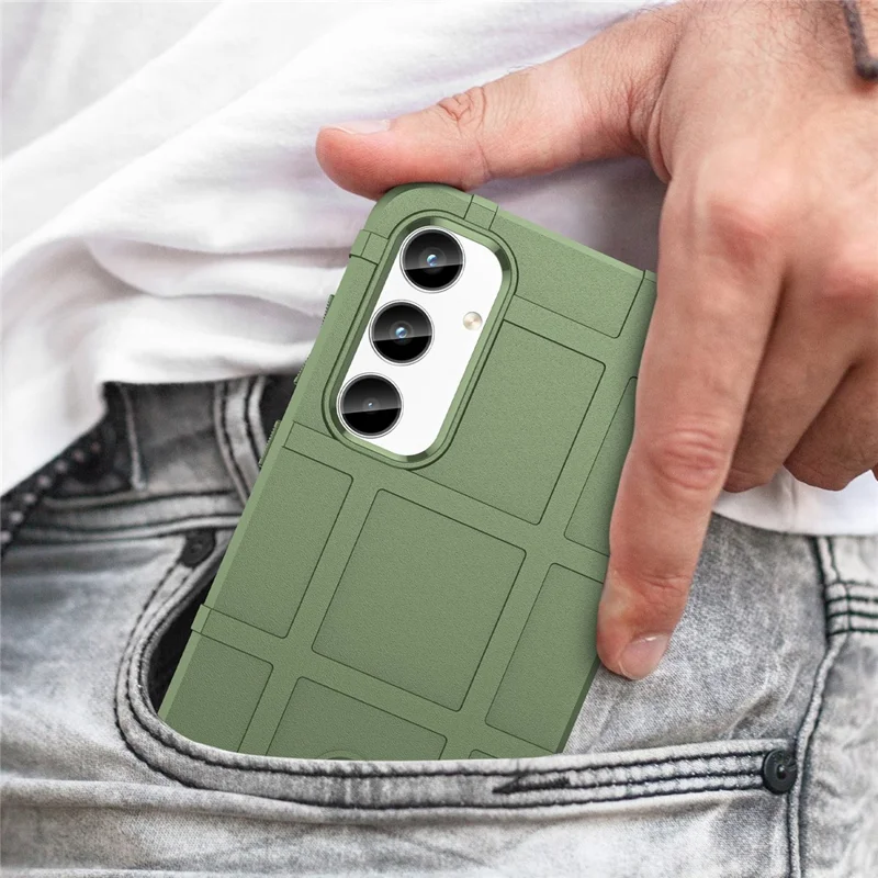 For Samsung Galaxy A35 5G TPU Phone Case Shockproof Cell Phone Cover with Square Grid Texture - Green